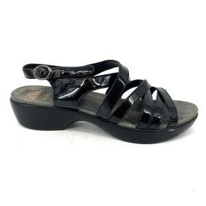 Dansko Women's 9.5/40 Dani Black Patent Slingback Sandals Clogs Strappy Buckle‎